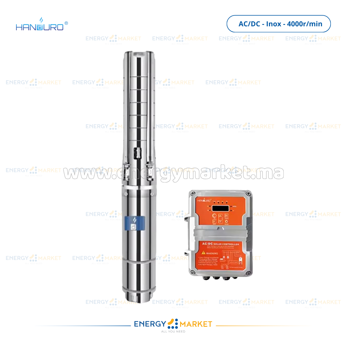 Pompe Solaire HANDURO AC-DC INOX 4000 tr/min | Forage & Irrigation Maroc