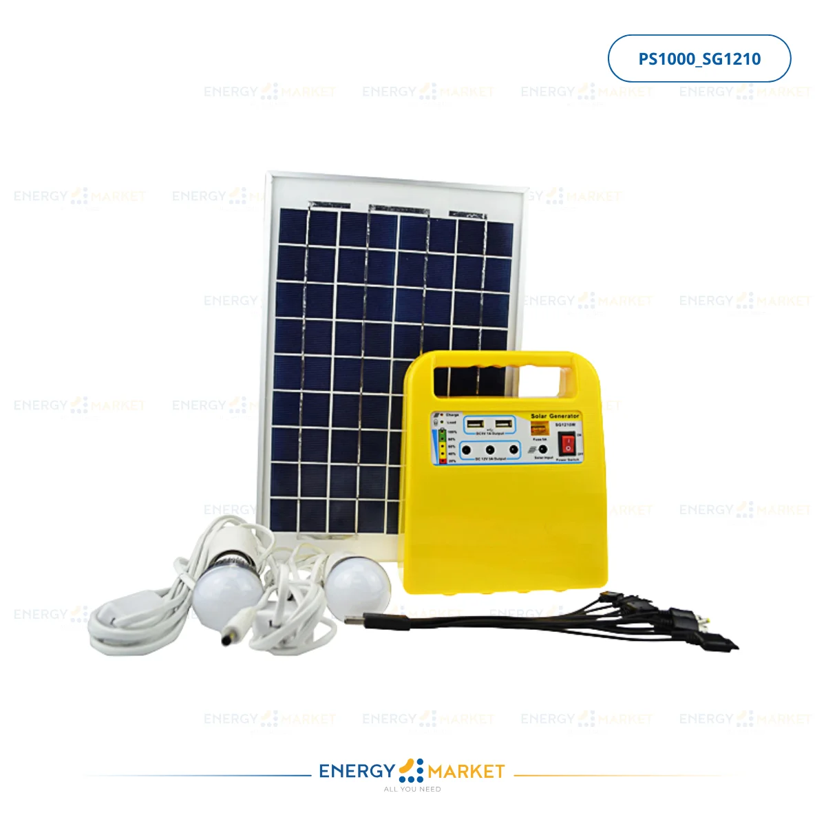 Kit Solaire Éclairage Blue Carbon PS1000 | Système Autonome Maroc