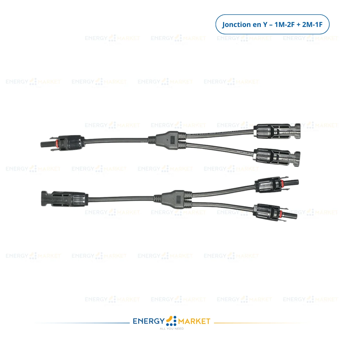 Connecteurs MC4 de Jonction en Y – 1M-2F + 2M-1F – Raccordement Solaire PV