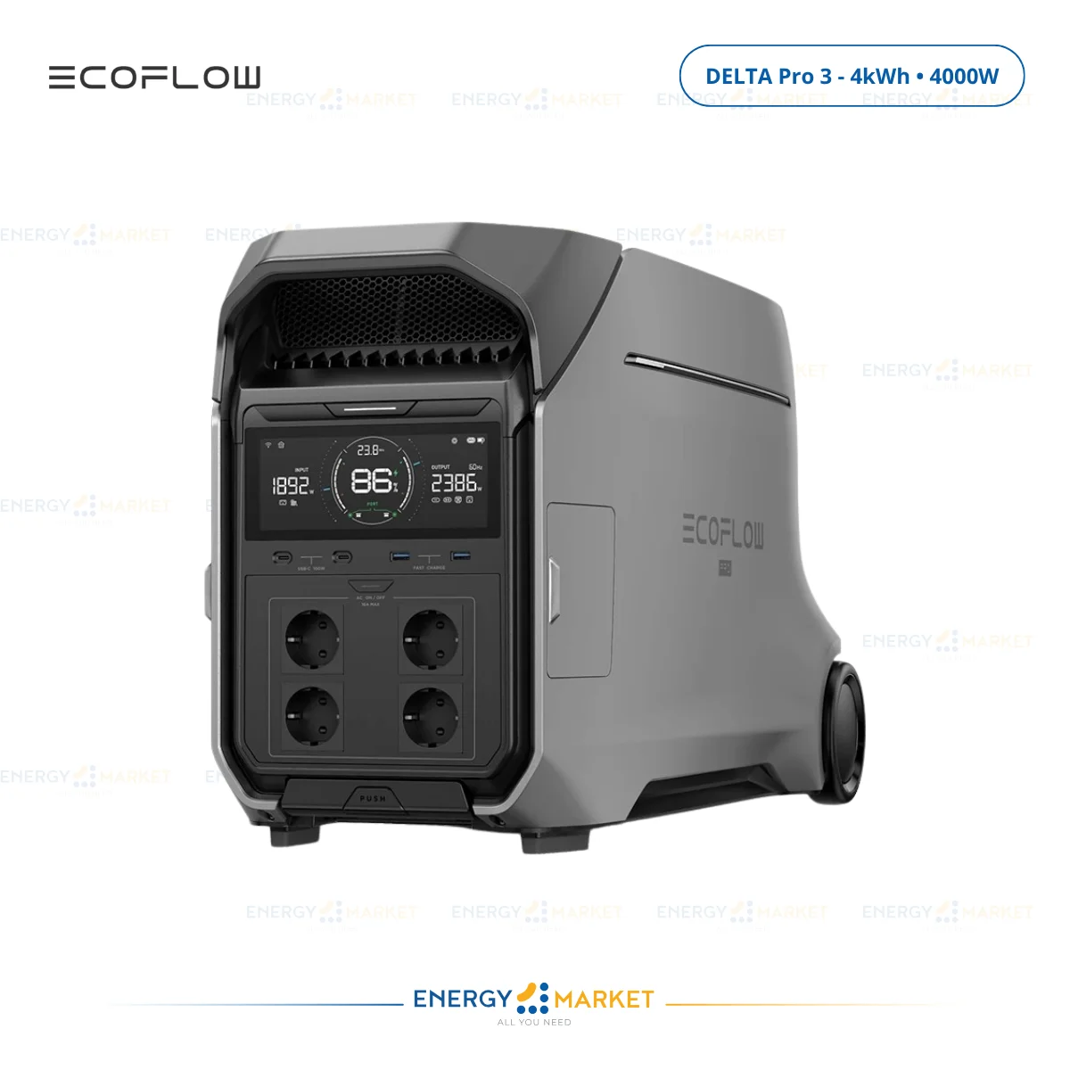 EcoFlow DELTA Pro 3 – Station électrique portable 4096Wh, 4000W (8000W crête), batterie domestique extensible