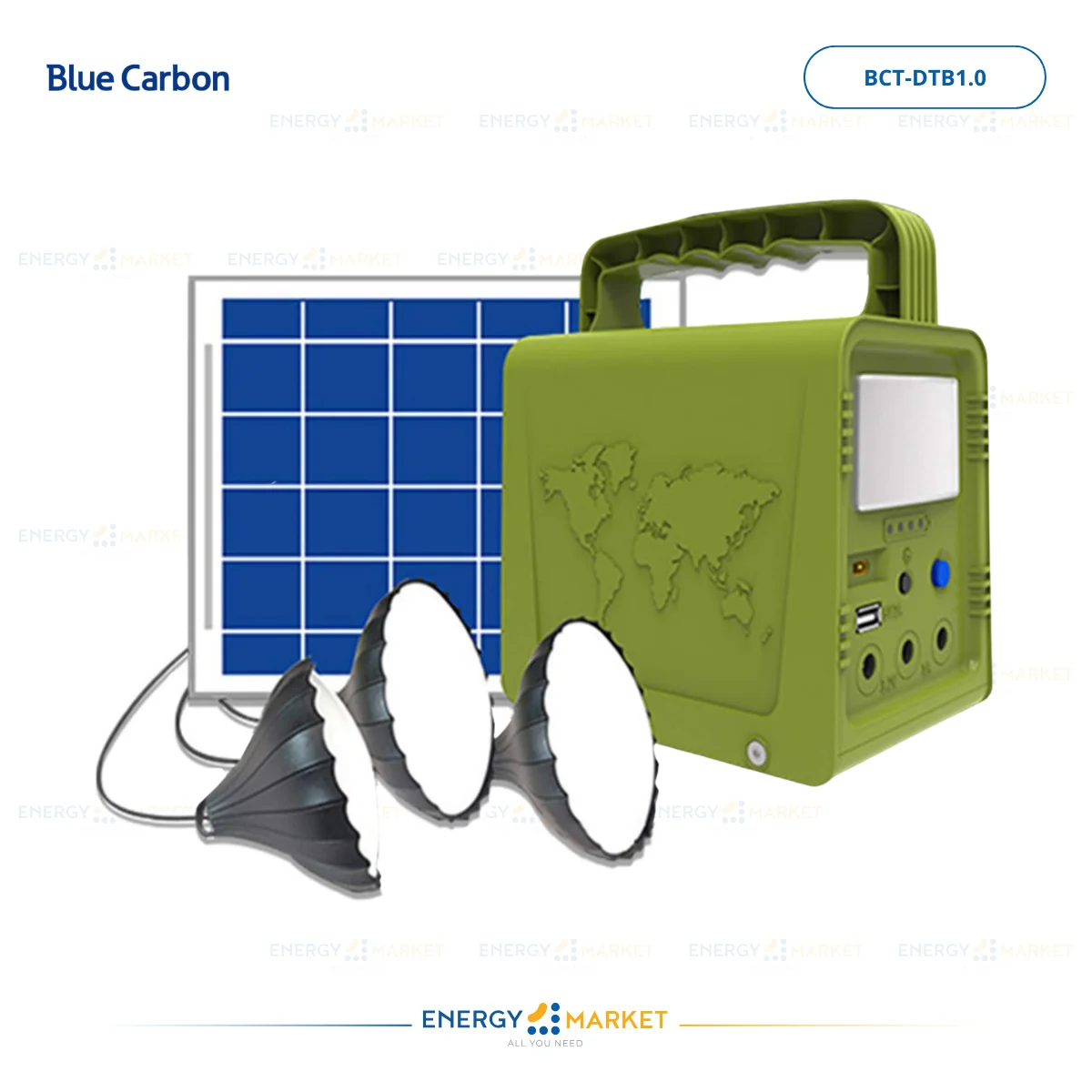 Mini Kit Solaire 42Wh Blue Carbon BCT-DTB1.0 | Éclairage & Recharge Maroc